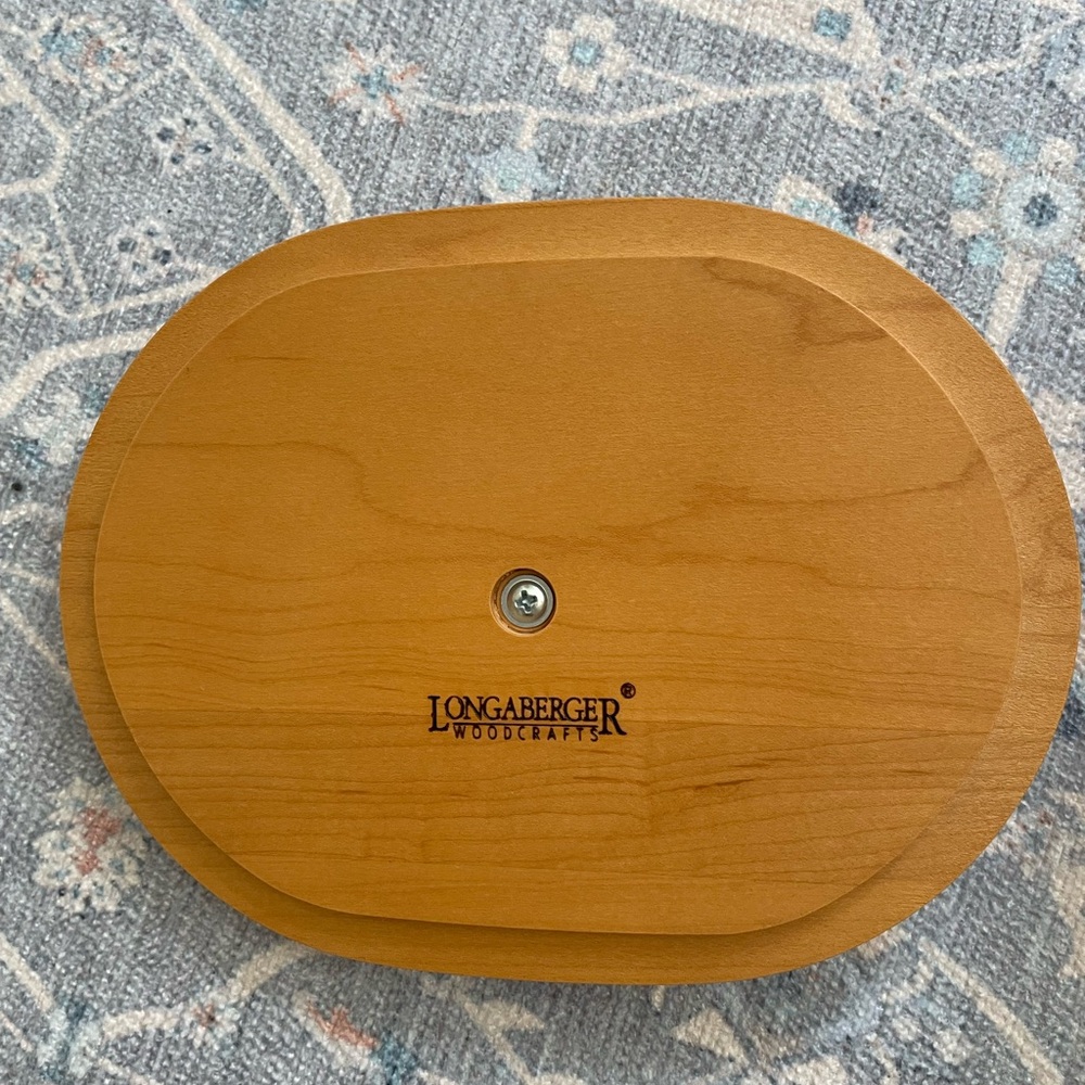 Longaberger Basket with Floral Liner and Wooden Lid - Picture 3 of 13